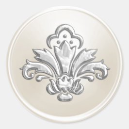 アイボリー及び銀（紋章の）フラ・ダ・リ封筒用シール ラウンドシール