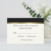 アイボリー及び黒い万能結婚式の応答カード 出欠カード (スタンド正面)