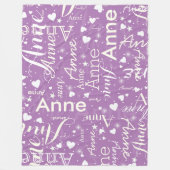 アイボリー名可愛いハートラベンダーマジカル フリースブランケット (正面)