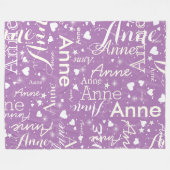 アイボリー名可愛いハートラベンダーマジカル フリースブランケット (正面(横))