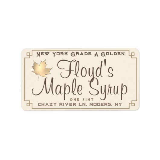 アイボリー地に金箔のメープルシロップ用宛名ラベル ラベル (正面)