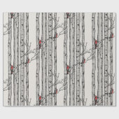 アイボリー大樺の木の木と赤（鳥）ショウジョウコウカンチョウの鳥 ラッピングペーパー (フラット)