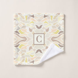 アイボリー幾何学的抽象芸術パターン ウォッシュタオル