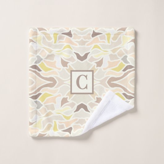 アイボリー幾何学的抽象芸術パターン ウォッシュタオル (ウォッシュタオル)