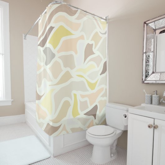 アイボリー幾何学的抽象芸術パターン シャワーカーテン (インサイチュ)