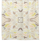 アイボリー幾何学的抽象芸術パターン シャワーカーテン (正面)