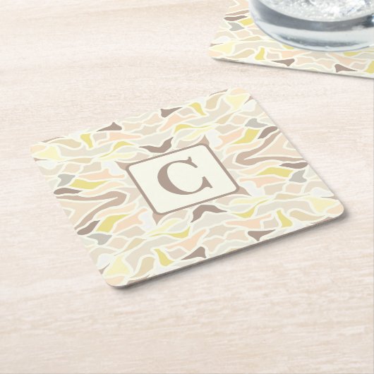 アイボリー幾何学的抽象芸術パターン スクエアペーパーコースター (アングル)