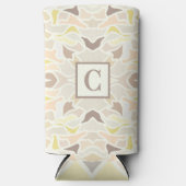 アイボリー幾何学的抽象芸術パターン スリム缶クーラー (正面)