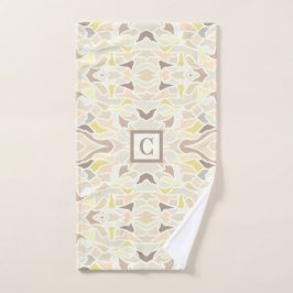 アイボリー幾何学的抽象芸術パターン ハンドタオル