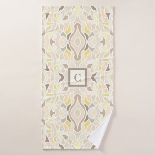 アイボリー幾何学的抽象芸術パターン バスタオル (バスタオル)