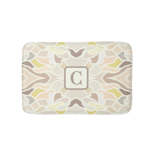 アイボリー幾何学的抽象芸術パターン バスマット (正面)