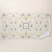 アイボリー幾何学的抽象芸術パターン ビーチタオル (正面)