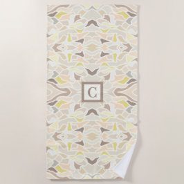アイボリー幾何学的抽象芸術パターン ビーチタオル