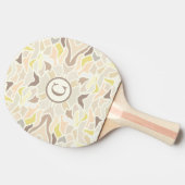 アイボリー幾何学的抽象芸術パターン 卓球ラケット (横)