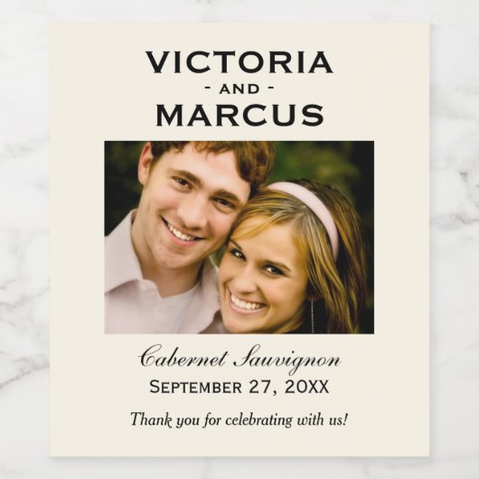 アイボリー応援を愛結婚の写真ボトルの好意 ワインラベル (シングルラベル)