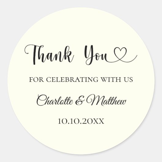 アイボリー感謝していハート結婚ズ ラウンドシール (正面)