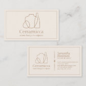 アイボリー手作り陶器彫刻花瓶セラミック 名刺 (正面/裏面)