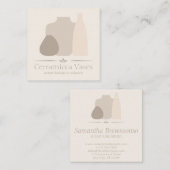 アイボリー手作り陶器花瓶セラミック スクエア名刺 (正面/裏面)