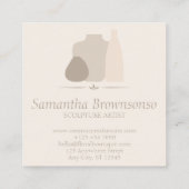 アイボリー手作り陶器花瓶セラミック スクエア名刺 (裏面)