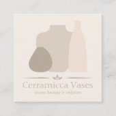 アイボリー手作り陶器花瓶セラミック スクエア名刺 (正面)