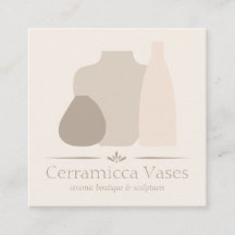 アイボリー手作り陶器花瓶セラミック