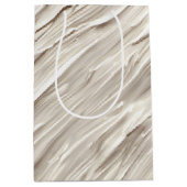 アイボリー抽象芸術テクスチャデザイン ミディアムペーパーバッグ (正面)