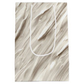 アイボリー抽象芸術テクスチャデザイン ミディアムペーパーバッグ (裏面)
