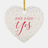 アイボリー書道彼女はYesダイヤモンド婚約 セラミックオーナメント (正面)