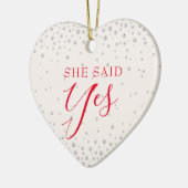 アイボリー書道彼女はYesダイヤモンド婚約 セラミックオーナメント (左)