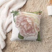 アイボリー桃バラ クッション (ブランケット)