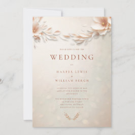 アイボリー桃花模様結婚ズ 招待状