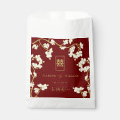 アイボリー桃/梅の花と幸福結婚の倍 フェイバーバッグ (正面)