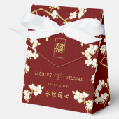 アイボリー桃/梅の花と幸福結婚の倍 フェイバーボックス (正面)