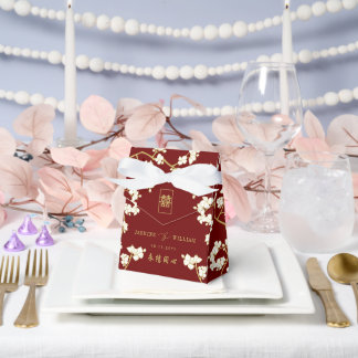 アイボリー桃/梅の花と幸福結婚の倍 フェイバーボックス