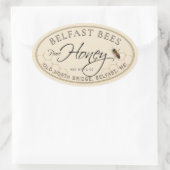 アイボリー楕円形の蜂蜜ラベルと蜂とハニカム 楕円形シール (バッグ)