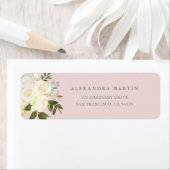 アイボリー水カラー花模様オン赤面 ラベル (インサイチュ)