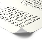 アイボリー水彩パープル金ゴールド白い座席表 ポスター (角)