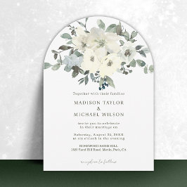 アイボリー水彩フローラアー結婚チ 招待状