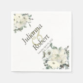 アイボリー水彩フローラナプキン スタンダードカクテルナプキン (正面)