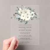 アイボリー水彩フローラ素朴結婚の アクリル招待状 (インサイチュ (ポータブル))