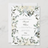 アイボリー水彩フローラ結婚のリハーサルディナー 招待状 (正面)