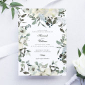 アイボリー水彩フローラ結婚のリハーサルディナー 招待状
