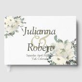 アイボリー水彩フローラ結婚ズゲストブック ゲストブック (正面)