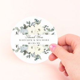 アイボリー水彩フローラ緑結婚色 ラウンドシール