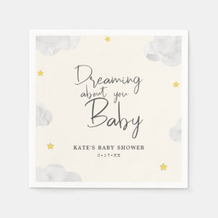 アイボリー水彩雲ベビッ男女兼用クシャワー スタンダードカクテルナプキン