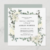 アイボリー水彩 |フローラユーカリブライダルシャワー 招待状 (正面/裏面)