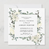 アイボリー水彩 |フローラユーカリブライダルシャワー 招待状 (正面)