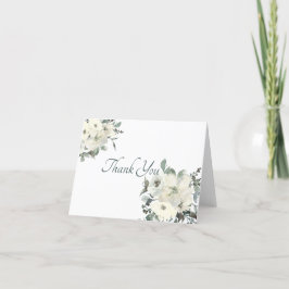 アイボリー水色フローラサンキューカード サンキューカード