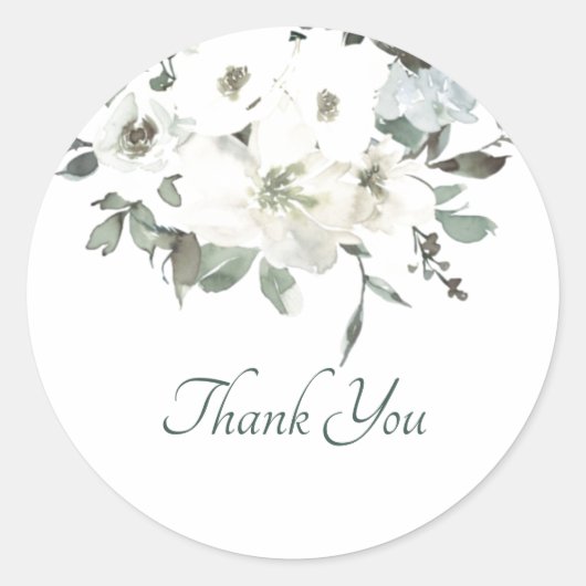 アイボリー水色フローラ感謝していユークラシックラウンド ラウンドシール (正面)