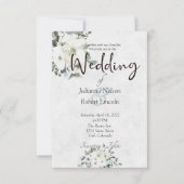 アイボリー水色フローラ結婚式招待状 招待状 (正面)